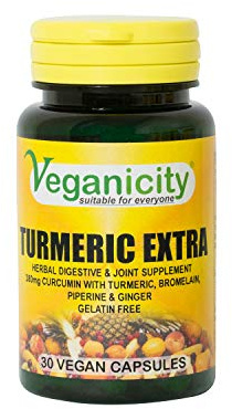 Veganicity Turmeric Extra : Joint and Digestive Plant Supplement : 30 Capsules, in a Planet-Friendly 99% Recycled Pot