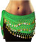 MyBeautyworld24 Belly Dance Bauchtanz Hüfttuch Kostüm 128 goldfarbenen Münzen Münzgürtel Fasching Karneval Tanzaufführung Gürtel in grün/Marke PRECORN