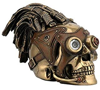 Steampunk Totenkopf Draht Haar Leder Brillen Bronze gegossen 76300