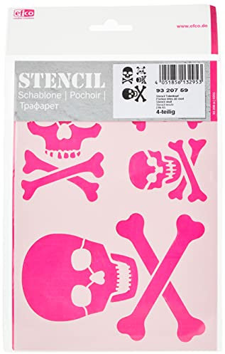 Efco Schablone Totenkopf / 4 Motive DIN A 5, Kunststoff, durchsichtig, 21 x 15 x 1 cm
