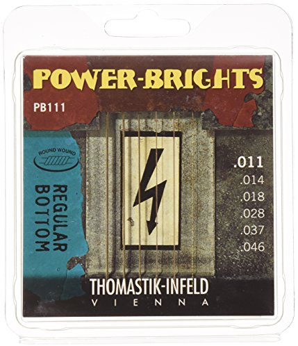Thomastik Cuerdas para Guitarra Eléctrica Power Brights Series Regular Bottom juego PB111 Medium .011-.046w