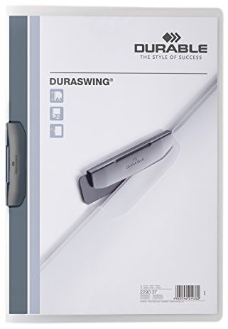 DURABLE 229037 Hunke & Jochheim Klemm-Mappe DURASWING®, PP, 30 Blatt, tranzparent-graphit