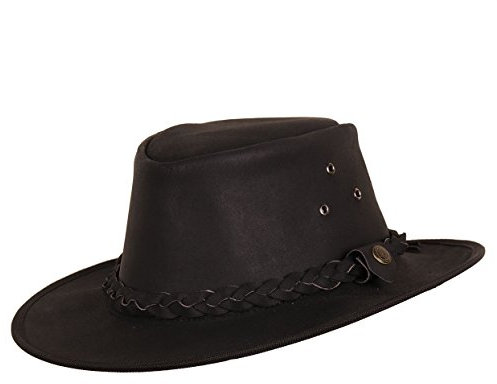 Hooley Lederhut Hut Outdoorhut Herrenhut Cowboyhut (L/58-59 - schwarz)