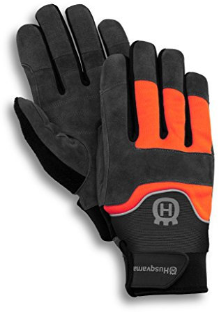 Husqvarna Technical Light Guanti da giardinaggio Nero, Arancione Pelle, Neoprene, Poliestere, Velcro