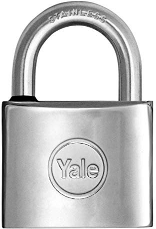 Yale Lucchetto Marino in Ottone Y1140040080X, Larghezza Corpo 40mm, Arco in Acciaio Inossidabile da 21mm, con Anello in Gomma e Doppio Sistema di Chiusura