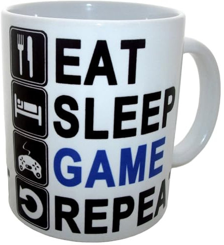 Eat Sleep Game Repeat Novelty Ceramic Coffee Tea Mug