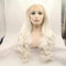 xiweiya 60# Platin Blonde Wellige Spitze Front Perücke Lange Natürliche Welle Weiß Blonde Synthetische Spitze Front Perücke Silber Blonde Perücke Hitzebeständige Faserperücke für Frau 61cm