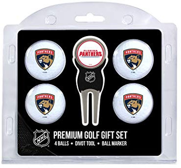 Team Golf NHL Florida Panthers 4 Golf Ball and Divot Tool Set Regulation Size Golf Balls (4 Count) & Divot Tool with Removable Double-Sided Magnetic Marker