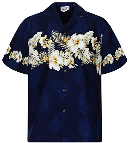P.L.A. Pacific Legend Original Hawaiihemd Kurzarm Herren Kurzarm Button-Down Front-Tasche Hawaii-Print Brustdruck