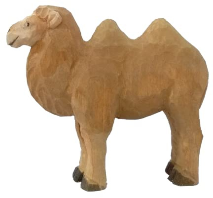 Wudimals - 40474 - Wildtiere, Trampeltier, Holz, handgeschnitzt, handbemalt, 10cm x 9cm
