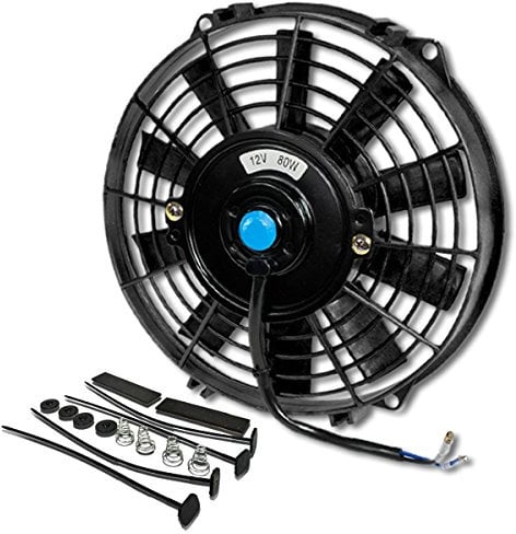 DNA Motoring 9 High Performace Electric Cooling Slim Radiator Fan w/Mounting Kit (Black)