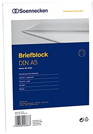 Soennecken Briefblock 2310 DIN A5 70g blanko 50Blatt weiß