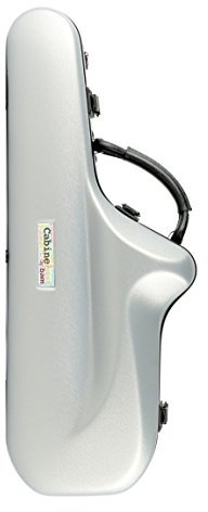 BAM Saxophonkoffer & Taschen für Alt-Saxophon, ABS-Kunststoff, Silber, E♭, Poliert, mit Mundstück- & S-Bogentasche, 63 x 25 x 15 cm / 2,4 kg