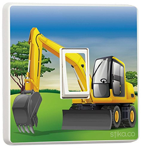 JCB - Juego de 2 adhesivos para interruptor de luz para excavadora, cubierta de vinilo, para dormitorio, sala de juegos, niños, accesorios decorativos