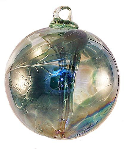 Witch Ball Pine Tree Green Iridized by Iron Art Glass Designs