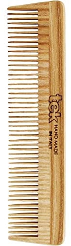 TEK - Handgefertigt in Italien Eschenholz Feinzahnkamm für kurzes und feines Haar - 14 x 3,6 cm