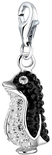 Nenalina Pinguin Karabiner Charm Anhänger für Bettelarmband aus 925 Sterling Silber 716245-050