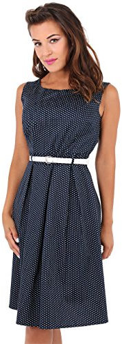 KRISP Damen 50er Jahre Vintage Kleid (Marineblau, Gr.44, XXL) (7045-NVY-16)