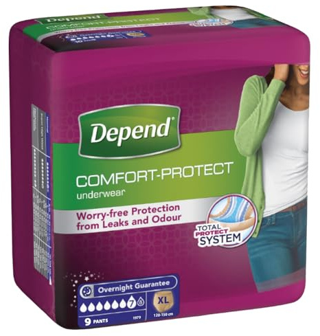 Depend, Comfort Protect Incontinence Pants for Women ExtraLarge Pants, 9 count