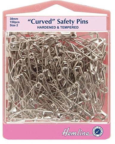 Nickel Hardened Tempered Curved Safety Pins 38mm Size 2 150 Pins H418.2.150