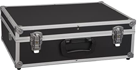ALUTEC Werkzeugkoffer schwarz (Aluminium-Rahmenkoffer, Innenmaße 440x320x140 mm, Koffer mit variablen Facheinteilungen, herausnehmbare Werkzeugeinlage, verstärkte Ecken) 61200