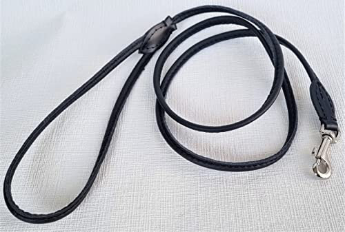 Luxus HUNDELEINE, Runde Leine, Nappa Leder 130cm/6mm Schwarz (Made in Poland 7-12-4-52)