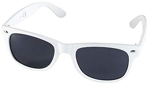 CHICNET Hochwertige Sonnenbrille Nerd einfarbig Unisex Brille bunt getönt verspiegelt 400 UV Retro weiß groß