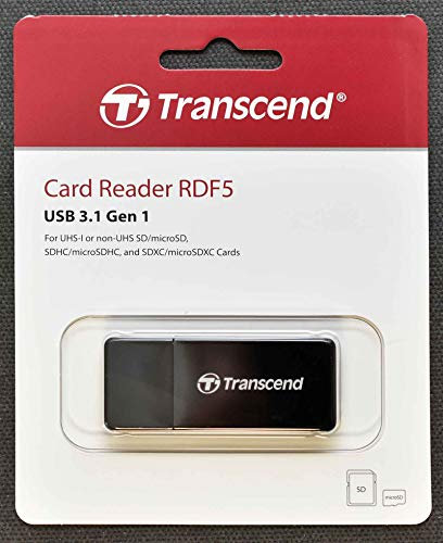 Transcend RDF5 - Lector (MicroSD (TransFlash), microSDHC, microSDXC, SD, SDHC, SDXC, USB 3.0, Negro, De plástico, 0-70 °C, 18 g)