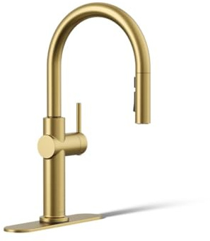 KOHLER 22972-2MB Crue Pull Down Kitchen Faucet, Pull-Down Sprayer, Vibrant Brushed Moderne Brass