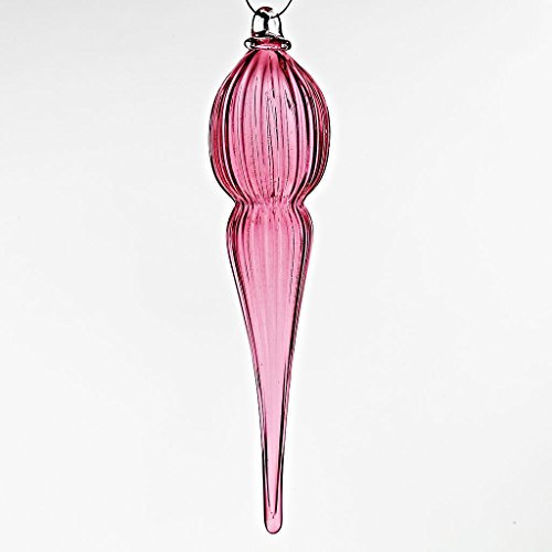 CRISTALICA Gartenfigur Zapfen Hängezapfen Garten Glas Mundgeblasen inkl Stab Rot 40 cm