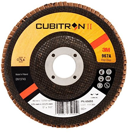 3M Cubitron II Fächerschleifscheibe 967A, 125 mm, 22,23 mm, 60+, konisch, 10 Stück / Karton