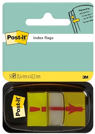 Post-it Index Haftstreifen, Standard, Ausrufezeichen-Symbol, Gelb, 50 Streifen, 25,4 mm x 43,2 mm - Markierungsstreifen für Dokumente und Notizen