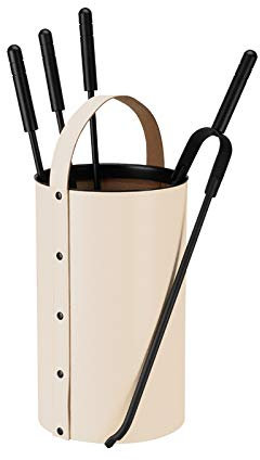Schössmetall Kamingarnitur 4-TLG. Leder Creme, Samba 04220010