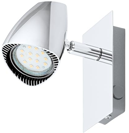 EGLO LED Wandlampe Corbera, Wandleuchte aus Metall und Kunststoff | Wandstrahler in Chrom, Lampe mit Schalter, Wohnzimmerlampe, Spot inkl. GU10 Leuchtmittel, warmweiß