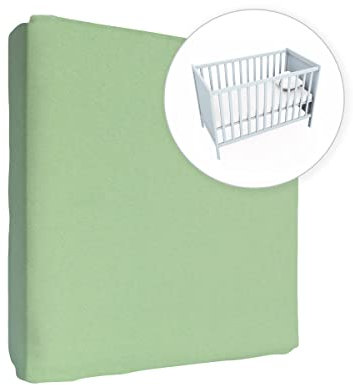 Jersey 100% Cotton Fitted Sheet for 120 x 60 cm Toddler Baby Cot Bed Mattress (Green)