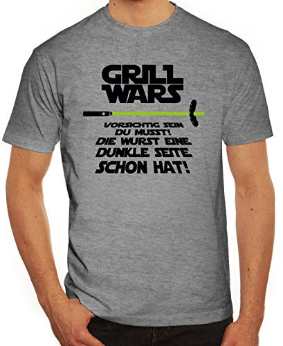 Grill Herren T-Shirt Grill Wars - Dunkle Seite, Größe: L,Graumeliert
