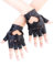 JISEN Damen Punk Halbfinger PU Leder Performance Handschuhe, A-schwarz, One size