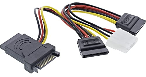 InLine 29682 SATA Stromadapterkabel, SATA Stecker / Buchse, an 2x SATA Stecker + 5,25 Stecker