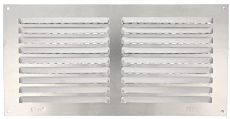 Amig - Rejilla Rectangular de Aluminio con Mosquitera - Rejillas de Ventilación para Salida de Aire - Ideal para Techo de Cocina y Baño - Medidas 150 X 300 MM - Color Plateado