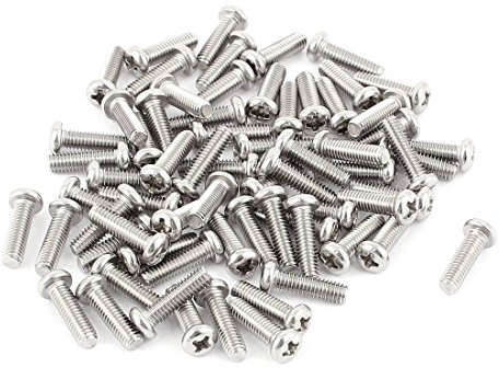 sourcing map M4 x 14mm 304 Stainless Steel Cross Head Phillips Pan Head Screws Bolts 60pcs