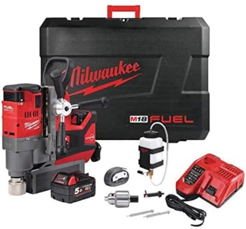Trapano Magnetico Milwaukee M18 FMDP 502C 2 batterie Litio da 18V 5.0Ah Red