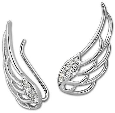 SilberDream Damen Ohrringe Ear Cuff Flügel Zirkonia Ohrringe Ohrklemme 925 Silber GSO410W