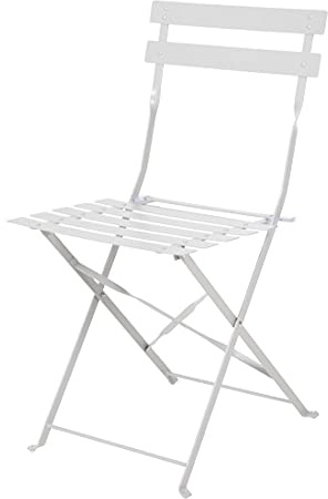 Bolero Pavement Style Steel Chairs 800x387x471mm, Grey, Pack of 2 | Electrophoresis treated for UV and rain resistance with non-marking rubber feet; folds flat for space-saving storage.