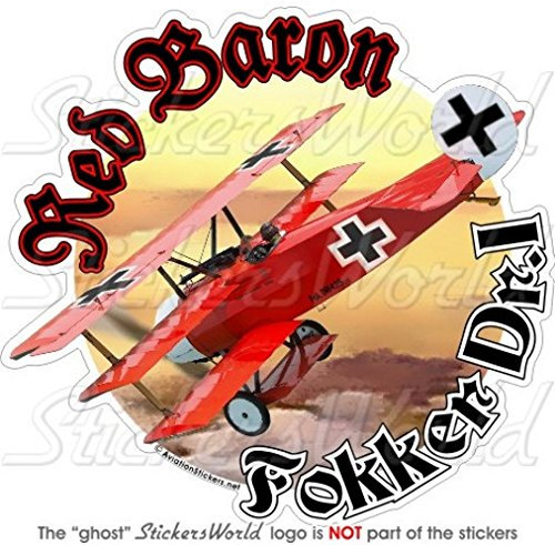 Vinyl-Aufkleber, Motiv Fokker, Dreifach, Baron Richthofen, 117 mm, Rot