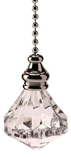Polished Chrome with Acrylic Crystal Diamond Light Pull by WML