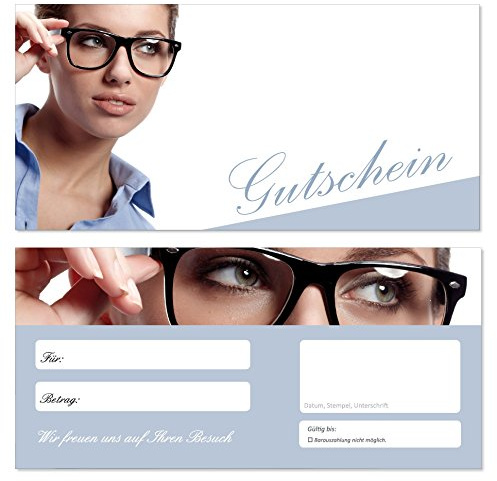 LYSCO 10 Stück Geschenkgutscheine (Brille-691) Gutscheine Gutscheinkarten für Einzelhandel im Bereich Optiker Brillen Kontaktlinsen Augenoptiker