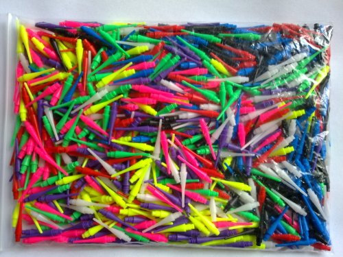 good-darts 500 bunte Dartspitzen, mindestens 6 Farben, langlebig, inklusive einem Satz good-darts Flights, alles bunt