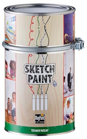 MagPaint - SketchPaint, Transparent Whiteboard Paint - Paint over any Colour - For Offices, Classrooms and Kid's Bedrooms - 6m² Coverage, 1L