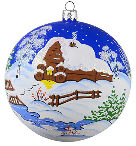 HolidayGiftShops Russische Winterglas handbemalte Weihnachtskugelverzierung