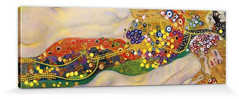 1art1 Gustav Klimt Poster Wasserschlangen II, 1904-1907 Bilder Leinwand-Bild Auf Keilrahmen | XXL-Wandbild Poster Kunstdruck Als Leinwandbild 150x50 cm